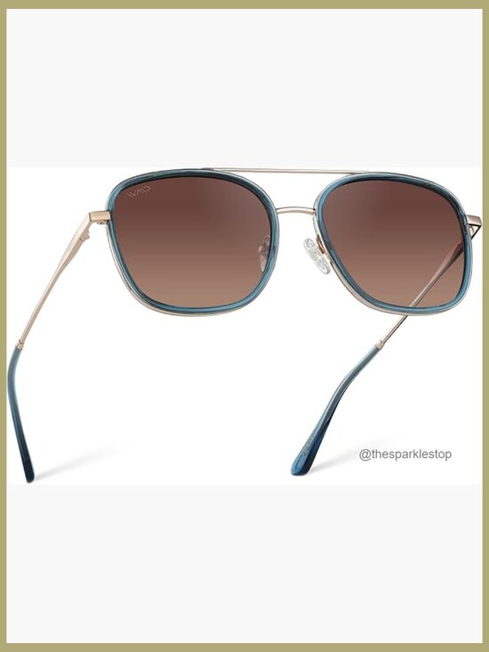 Accessories - Polarized Square Aviator Sunglasses with Acetate & Stainless Steel Frame